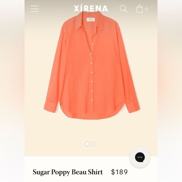 Xirena Sugar Poppy Beau 100% Cotton long sleeve button up made in the USA Shirt - Picture 11 of 13